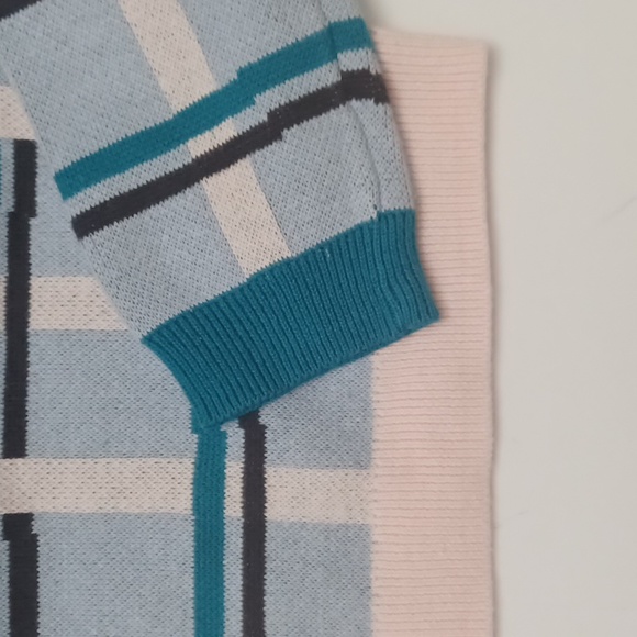 NWT Nordstrom  Open Edit Youth Blue Plaid Sweater 100% Cotton Size 8 - Picture 7 of 9